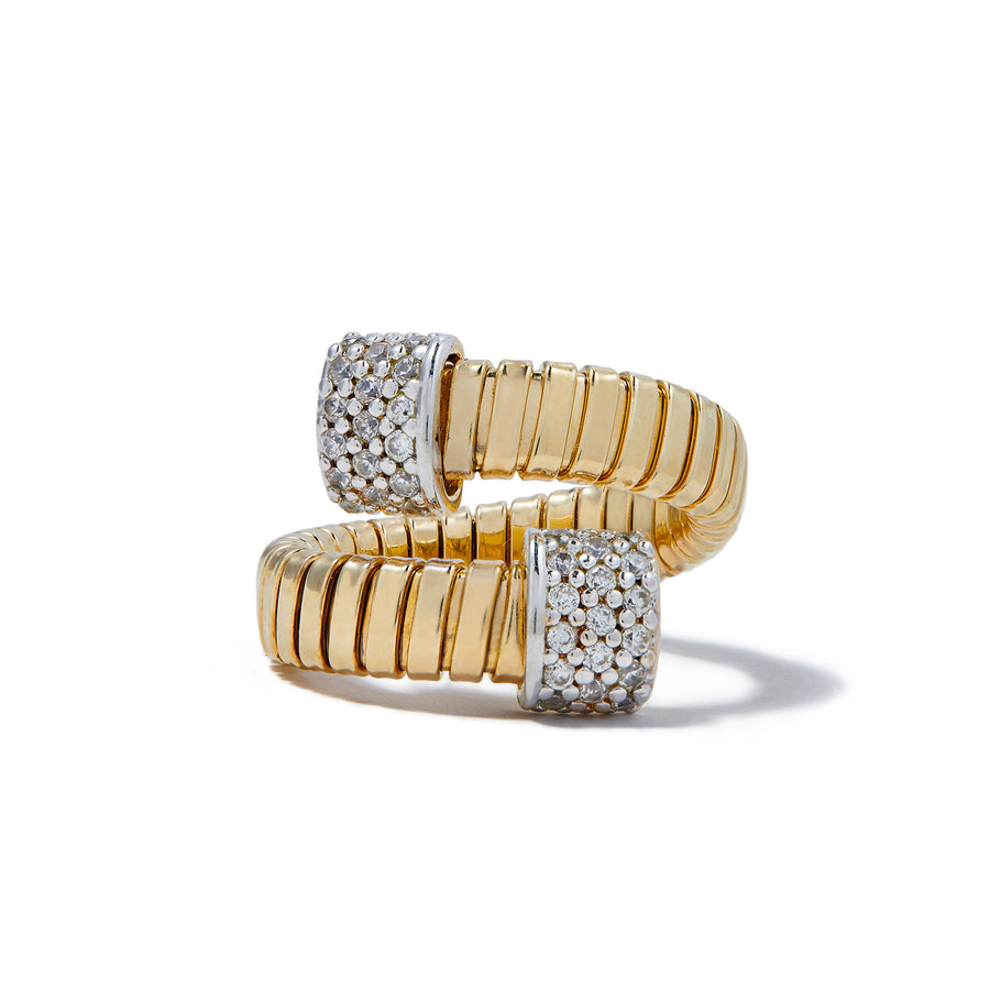 Merrichase Cross over gold pave ring