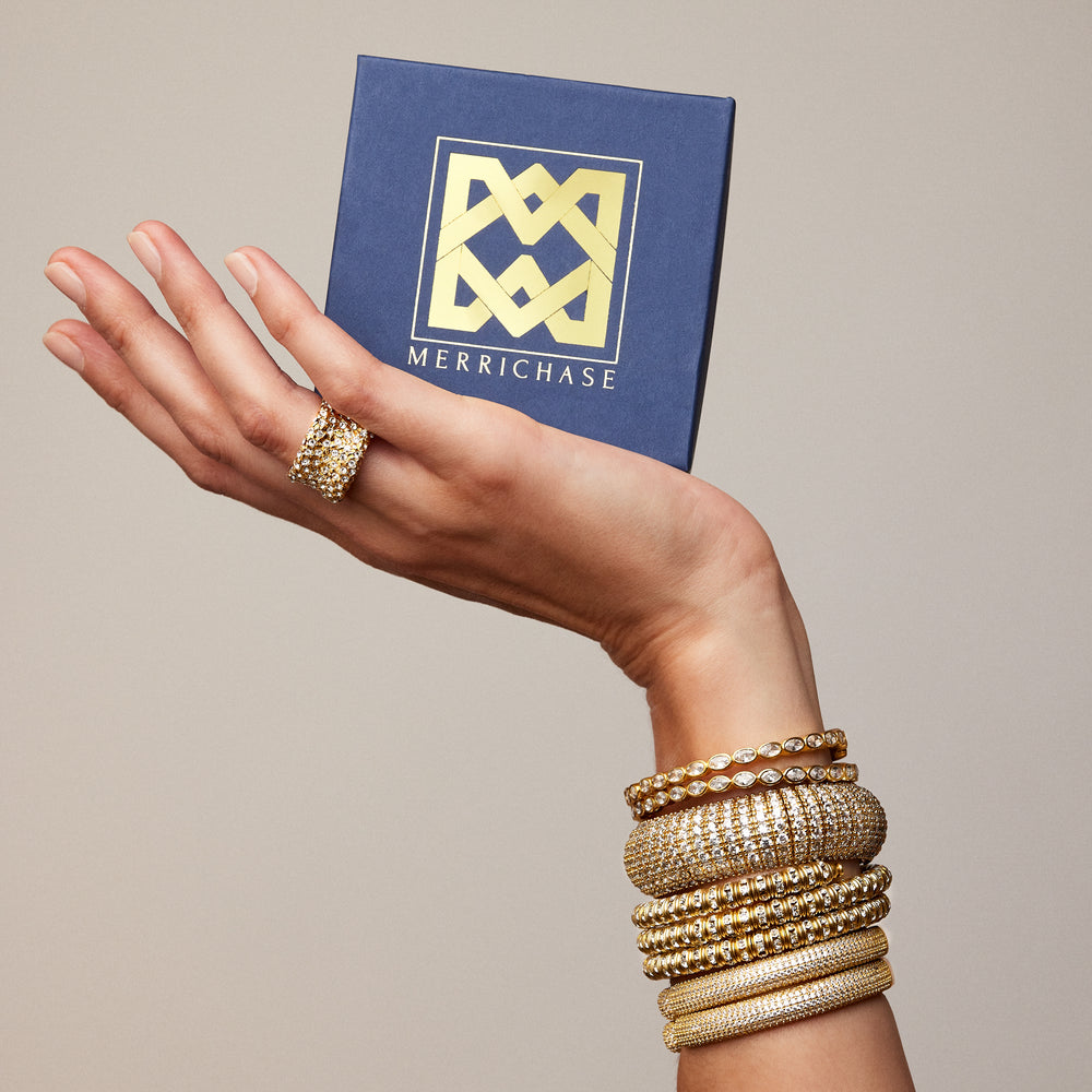 Merrichase Mayfair diamond stackable gold crystal cuff bracelet