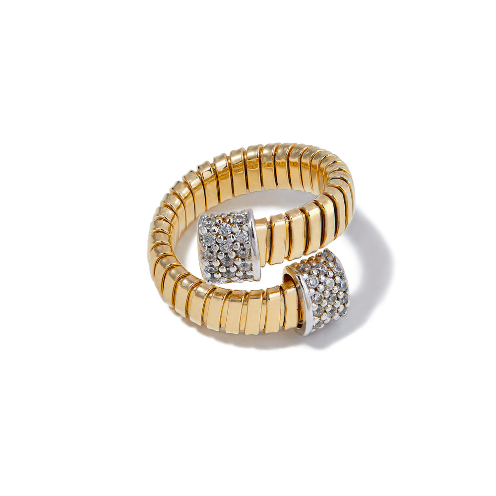 Merrichase Cross over gold pave ring