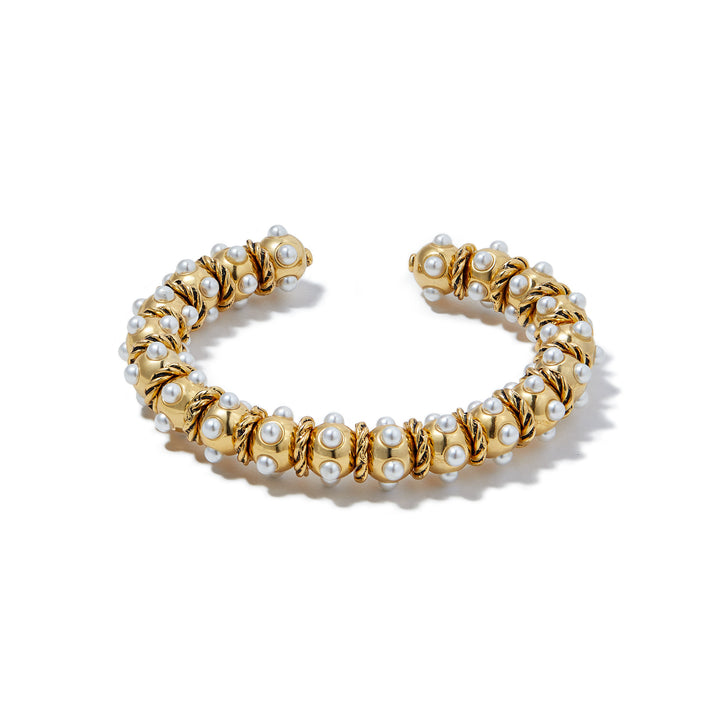 Merrichase Dolce vita pearl gold crystal flexible cuff bracelet
