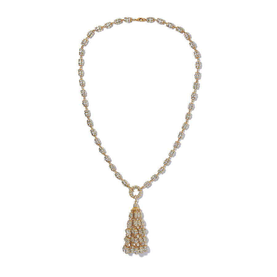 Merrichase Gala gold crystal tassel necklace