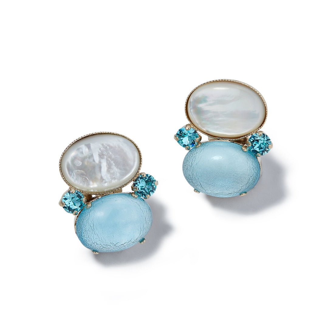 Merrichase Gumdrop mother-of-pearl ice blue earrings