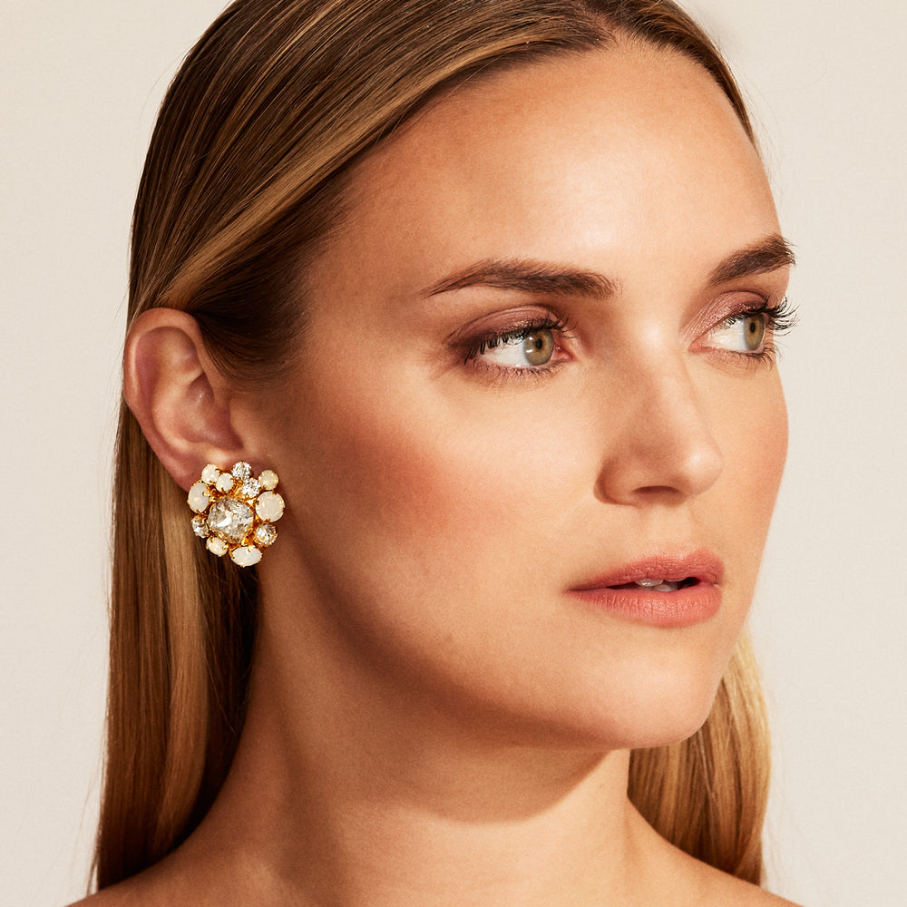 Merrichase Kensington opal crystal gold cluster statement earring