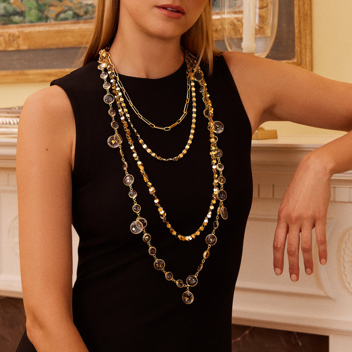 Merrichase Pixel layered gold glass necklace