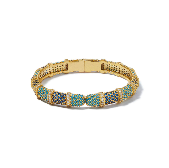 Turquoise and Navy Pave Bamboo Bracelet