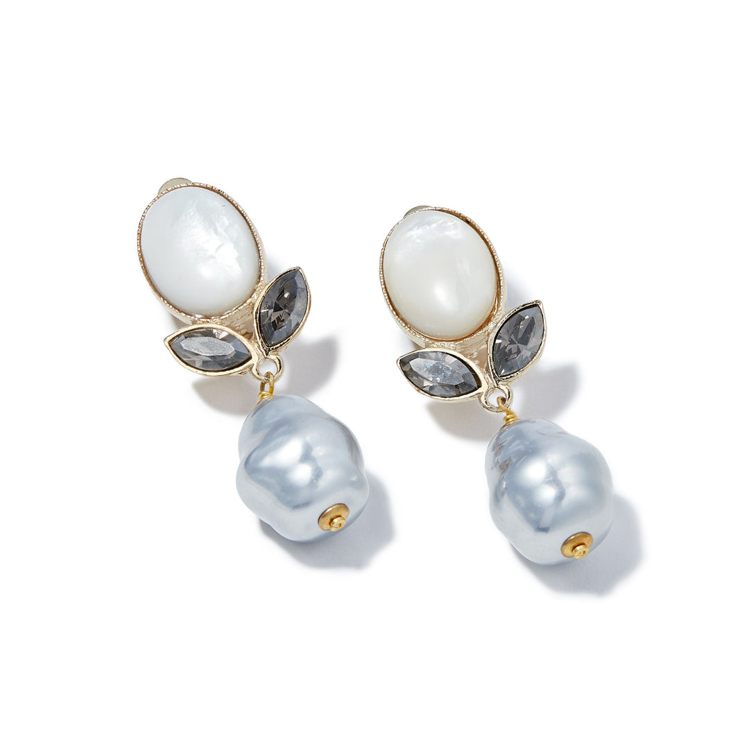 Merrichase Perlustra baroque grey pearl crystal drop earrings