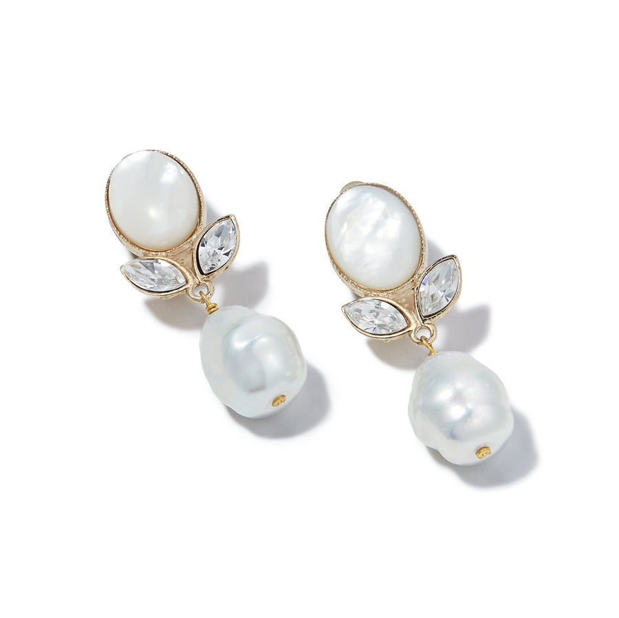 Merrichase Perlustra baroque pearl crystal drop earrings