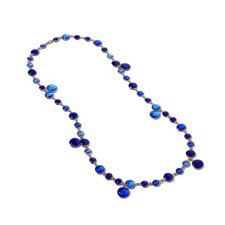 Merrichase Pixel layered gold sapphire glass necklace
