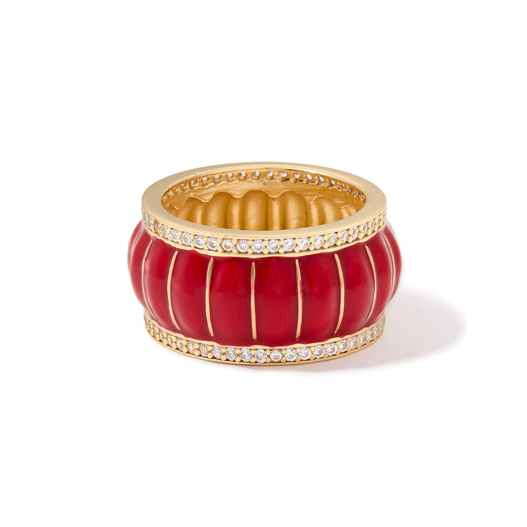 Merrichase enamel ring in coral