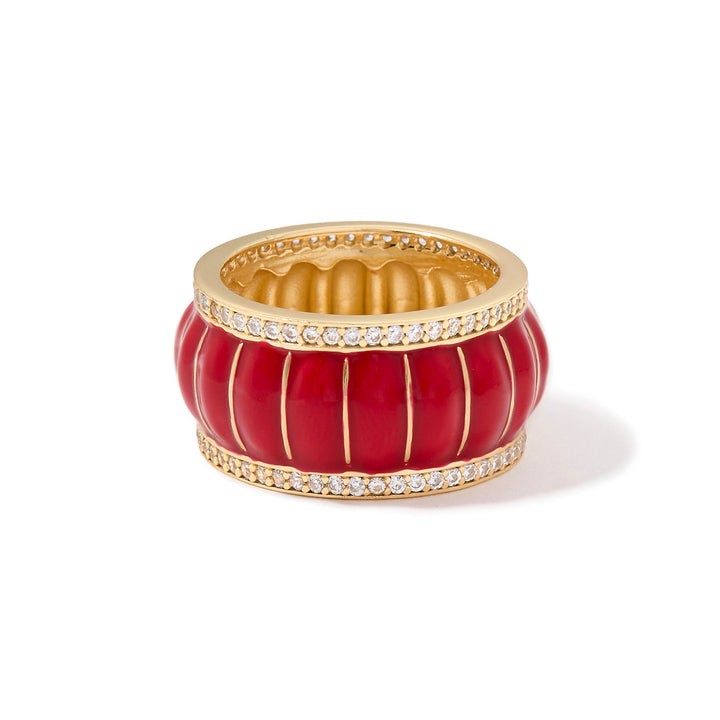 Merrichase enamel ring in coral