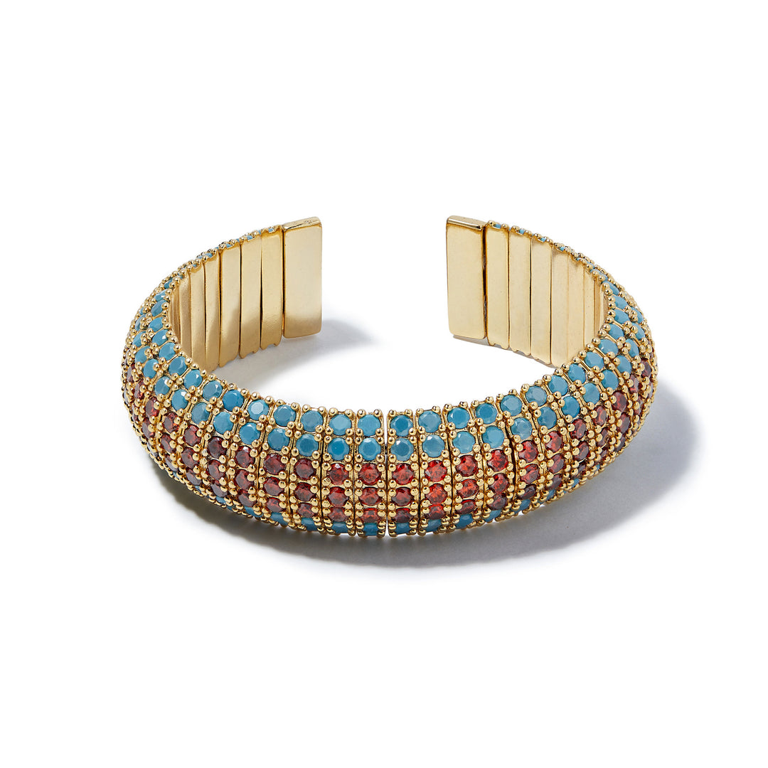 Merrichase Riviera turquoise and orange pave gold crystal bracelet