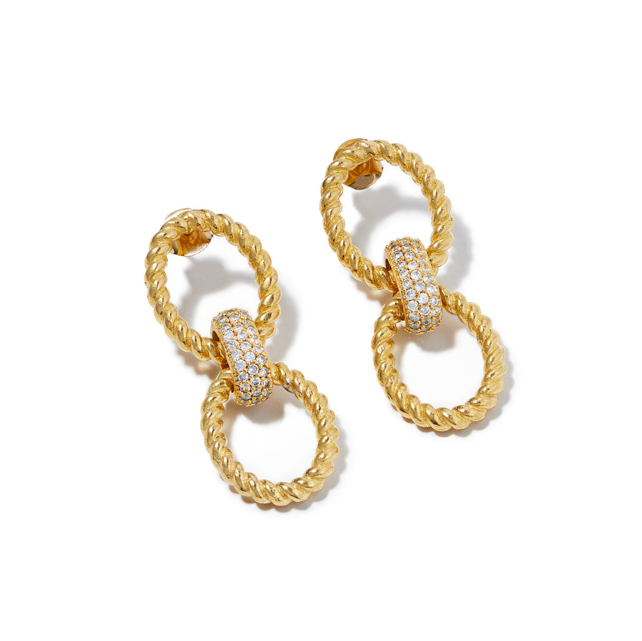 Merrichase Savoy gold crystal pave earrings