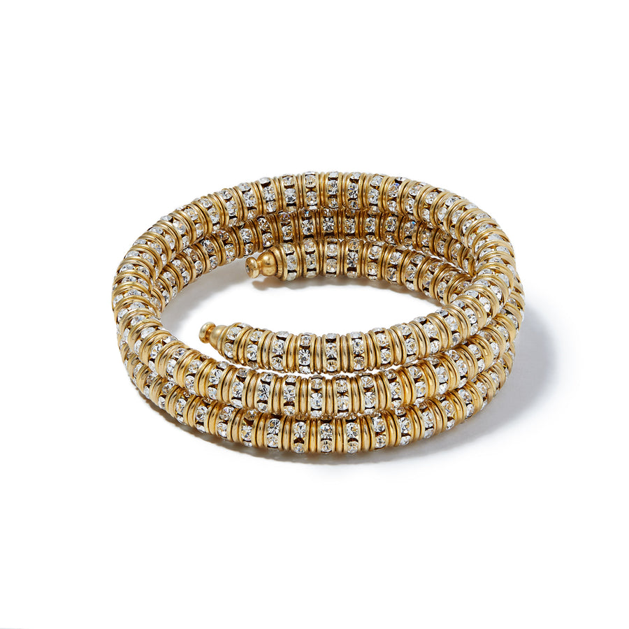 Merrichase Slinky coiled gold crystal wrap bracelet