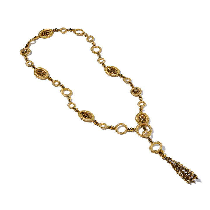 Merrichase Tango gold silk crochet tassel necklace